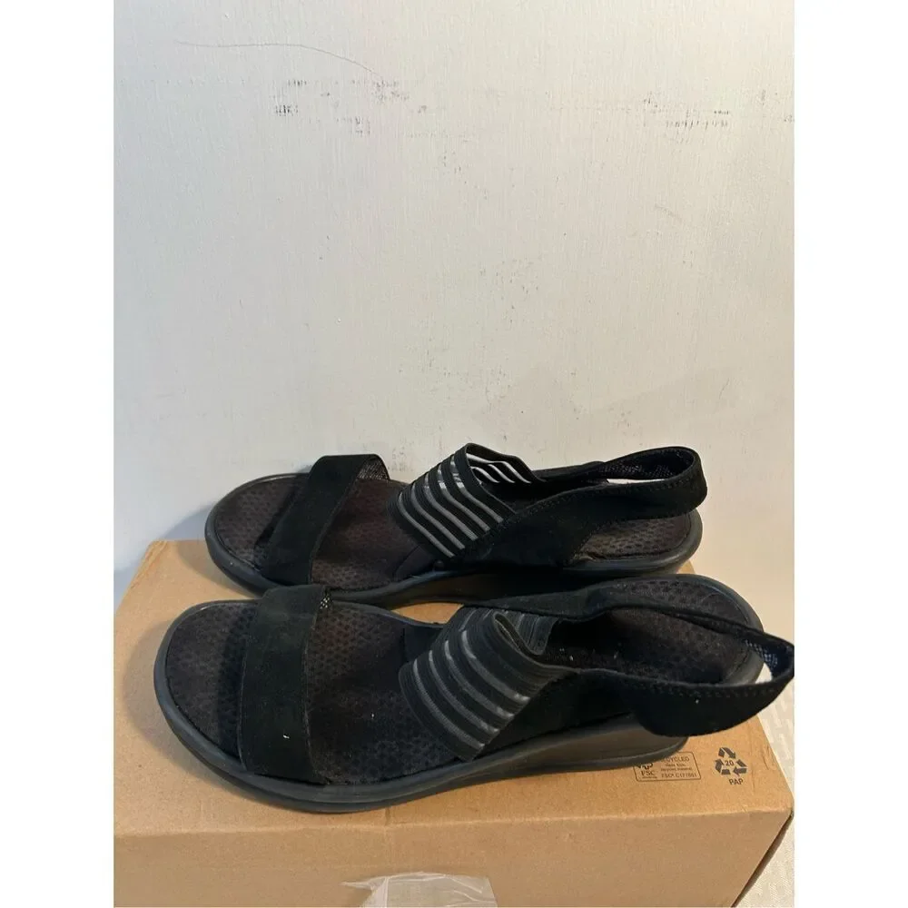 Skechers‎ black wedges scrappy size 11 sn#38472